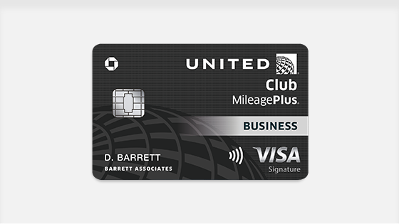 Imagen de la tarjeta de crédito United Club℠ Business, considerada la mejor tarjeta para empresas de una aerolínea. La imagen muestra la tarjeta en primer plano, destacando su diseño distintivo y características exclusivas